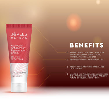 Jovees Herbal Anti-Blemish Pigmentation Cream with Saffron | Reduces Dark Spots, Acne Scars & Pigmentation | Ayurvedic Formula with Almond, Coconut & Olive Oil for Skin Brightening & Even Tone | For All Skin Types